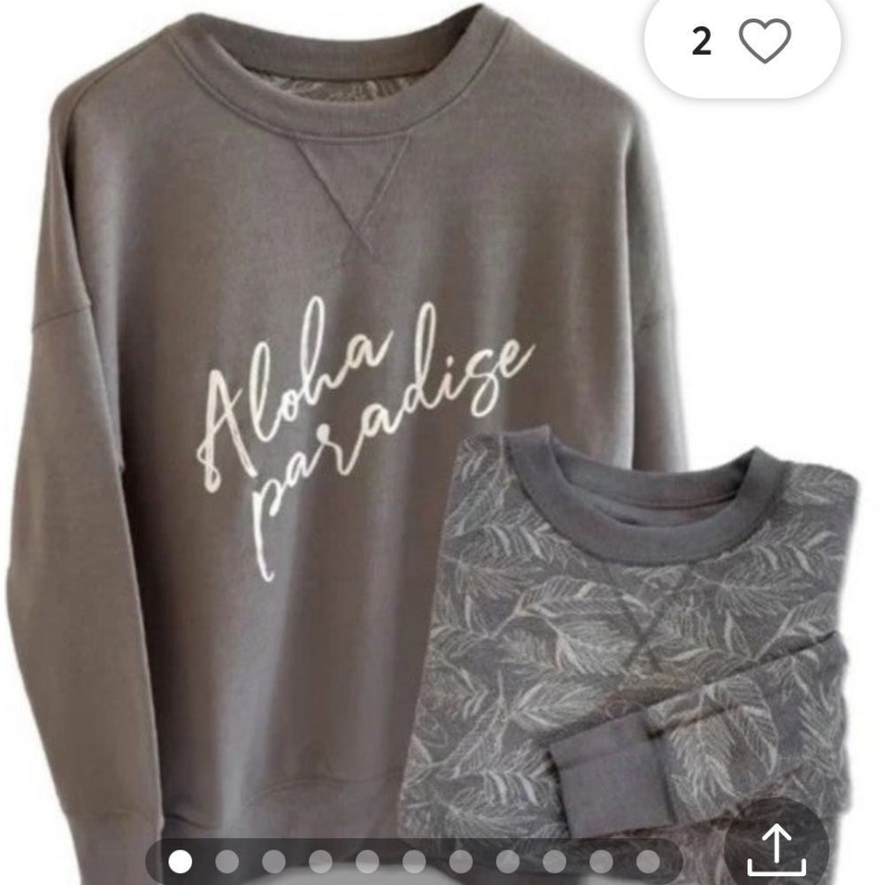 JAXSEA TOPS ALOHA PARADISE REVERSIBLE PULLOVER SWEATSHIRT GREY VERY GENTLY USED
